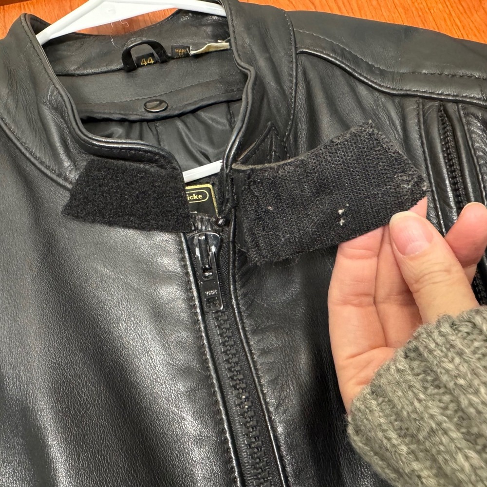 Hein Gericke Echt Leder VTG Black Leather Motorcycle Jacket 44 Lined Vented Pads - Picture 13 of 16